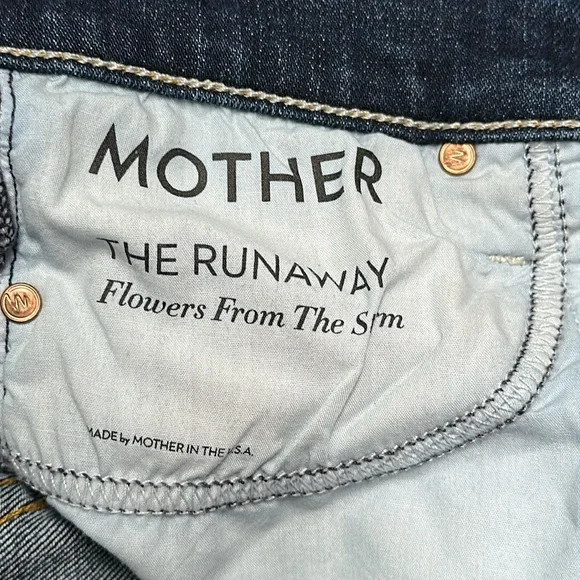Mother The Runaway Low Rise Jeans Flowers From The Storm Blue Denim Women’s 27 - Picture 10 of 10